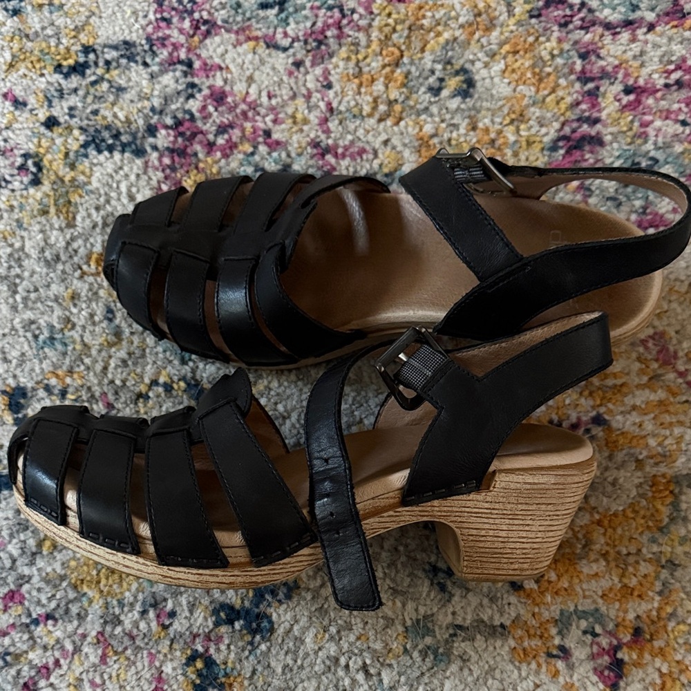 Dansko Black Strappy Women's Clogs